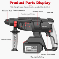 NANWEI Collection d'outils polyvalents Kits combinés Perceuse électrique Marteau Batterie au lithium 2 pièces Promotion en usine