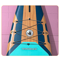 Planche de surf gonflable personnalisée en PVC et tissu à motif bois (WELLJION SB25005) pour sports nautiques océaniques, planche à pagaie sur mesure