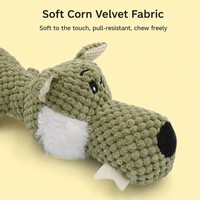 En stock Pawstar Jouet pour chien plat en peluche maïs 34,5 cm, couineur BiBI, motifs Lion, Loup, Éléphant, jouet interactif à mâcher pour l'hygiène dentaire, vente en gros, personnalisable