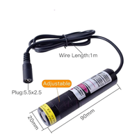 Module de localisation laser vert QDLASER 20x90mm 520nm 30mW pour le travail du bois, la découpe de métaux, la gravure, le positionnement et l'alignement