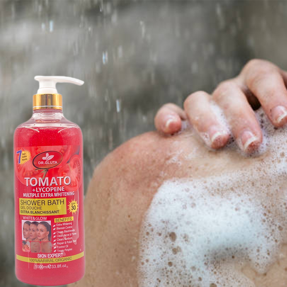 Organic Extra Whitening Bath Shower Gel 1000 Ml Spf 30 Clears Sunburn & Acne & Pores Tomato Whitening Shower Gel