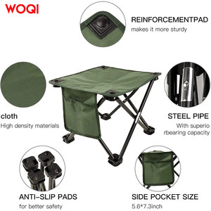 เก้าอี้พับแคมป์ปิ้งพกพา Woqi ทำจากอลูมิเนียมทรงสี่เหลี่ยม สีเขียวมะกอก ขนาด 32x32x34 ซม. - Product Image 3