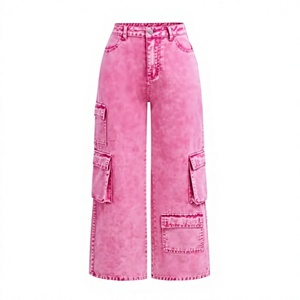 Pantalon en jean taille haute coupe droite pour femme, imprimé dessin animé, style streetwear, en coton, coupe régulière, léger, vintage, printemps, OEM/ODM - Product Image 4