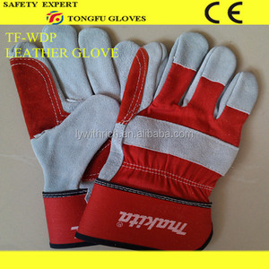 Guantes de trabajo de cuero de vaca duraderos y resistentes Guantes de soldadura protectores de cuero dividido de doble palma para aplicaciones de limpieza - Product Image 3