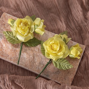 ดอกกุหลาบประดิษฐ์ CallaFloral สีชมพูเหลือง ก้านเดี่ยว ผ้าทอแบบแพน สำหรับตกแต่งภายใน - Product Image 2