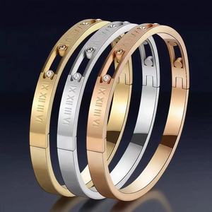 Pulsera de moda euroamericana para mujer, pulsera a presión de acero inoxidable con Círculo de titanio, accesorio de modo principal - Product Image 1