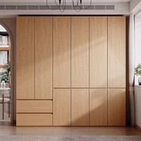 Armoire en chêne massif pour chambre à coucher, design sectionnel de style nordique, porte simple, portes amovibles en bois massif, meubles de plafond pour la maison