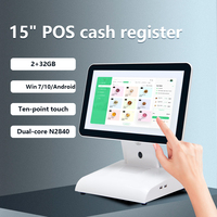 Prix d'usine 15 "Caisse enregistreuse POS Terminal écran tactile Pos Machine tout en un Pos systèmes affichage client pour magasin de détail