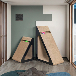 DEKU rampe de grattoir verticale à chat à 3 faces papier à angles multiples carton ondulé chat griffoir forme triangulaire chat <span class=keywords><strong>Po</strong></span> - Product Image 5