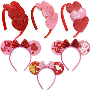 ที่คาดผมรูปหัวใจวันวาเลนไทน์พร้อมกิ๊บติดผมรูปหัวใจสีชมพูระยิบระยับสำหรับงานแต่งงานและงานเฉลิมฉลอง - Product Image 5