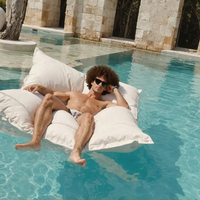 Nouveaux essentiels pour piscine : Chaises flottantes en polyester rayé de luxe moderne, portables, grandes, pour l'extérieur, type chaise longue flottante