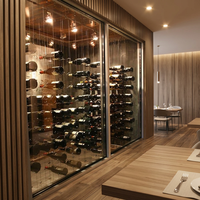 Système de rangement flottant en fil métallique de style moderne, kits de suspension de fils, support à vin en fil métallique, présentoir de bouteilles de vin du sol au plafond