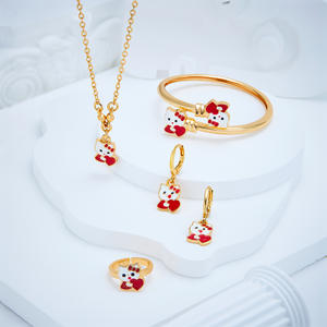 Love Cat 5 pezzi moda carino <span class=keywords><strong>Hello</strong></span> <span class=keywords><strong>Kitty</strong></span> collana anello di alto senso tutto orecchini braccialetto - Product Image 2