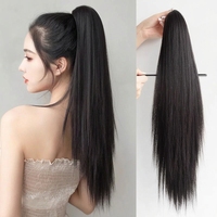 Queue de cheval tressée ultra-légère 95g en fibre synthétique haute température pour femme, super longue, naturelle et réaliste, style célébrité cyber, avec pince de maintien
