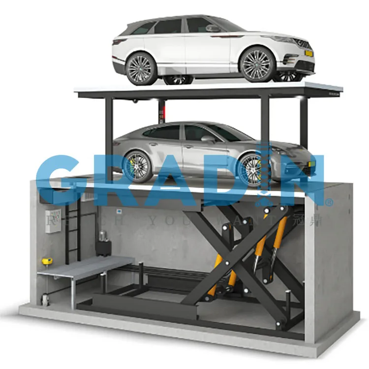 Customized Car Storage Parking Lift Underground Double Deck Hydraulic Scissor Car Lift For Home Garage