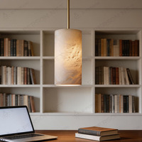 Luminaire suspendu en albâtre avec abat-jour cylindrique, lampe suspendue décorative moderne