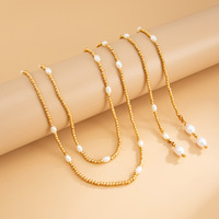 Collier asymétrique à chaîne perlée pour femme, style hip-hop, collier irrégulier en perles CCB, plaqué électrolytiquement, tendance en forme de Y