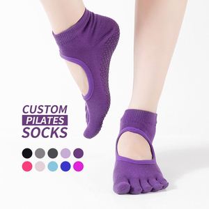 Women Pilates <b>Socks</b> Custom Logo Anti Five Finger Yoga <b>Socks</b> Half 5 Toe Ankle Anti Slip Grip Toeless Toe <b>Socks</b> - Product Image 1