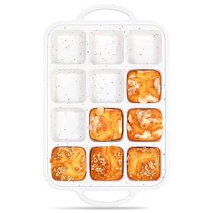 MUYULINS - Molde para Pastel Cuadrado de Silicona con Marco Metálico Reforzado, Antiadherente, Libre de BPA, con Certificación LFGB, para 12 Porciones, Bandeja para Muffins Estilo Americano - Product Image 1