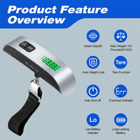 Báscula Digital Portátil para Equipaje, con Pantalla LCD, 110 lb/50 kg, OEM ODM, Plástico ABS