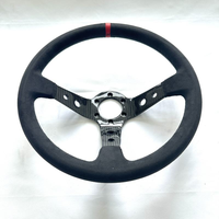 Volant de course universel Deep Dish 350 mm en fibre de carbone et cuir personnalisé pour compétition de drift sportif modifiée