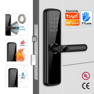 Poignée de porte intelligente Tuya <span class=keywords><strong>Wifi</strong></span> avec serrure numérique, déverrouillage à distance par empreinte digitale, carte-<span class=keywords><strong>clé</strong></span> pour hôtel, appartement, chambre, Cerradura Inteligente - Product Image 2