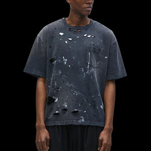 <span class=keywords><strong>Camiseta</strong></span> Personalizada para <span class=keywords><strong>Hombre</strong></span>, Holgada, de <span class=keywords><strong>Manga</strong></span> <span class=keywords><strong>Corta</strong></span>, 100% Algodón, Gruesa, Retro, Lavada al Ácido, <span class=keywords><strong>con</strong></span> Diseño de Salpicaduras de Tinta - Product Image 2