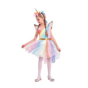 Nouvelle Arrivée MS 2026 : Ensemble Robe et Perruque Licorne pour Filles – Costume de Performance Princesse pour Halloween - Product Image 1
