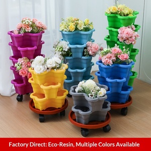 Support de pot de fleurs P470 multi-niveaux en résine avec roulettes, design pastoral simple pour la culture de fraises, plantes vertes et légumes - Product Image 2