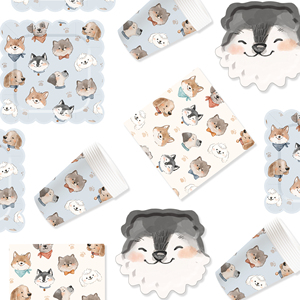 Decoraciones para Fiesta de Cumpleaños de Perro DAMAI, Juego de Vajilla con Platos, Vasos y Servilletas con Temática Canina para Fiestas de Patas, para 8 Personas - Product Image 3