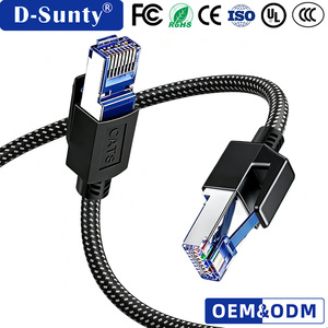 Câble Ethernet tressé Cat8 SFTP, cordon de raccordement réseau rond RJ45 personnalisé, câble LAN haute vitesse 40 Gbit/s, OEM ODM - Product Image 1