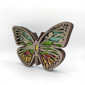 Mariposas de Madera Talladas para Pascua, Adornos de Mariposas de Madera Multicapa Huecas, Decoración Creativa para el Hogar - Product Image 4