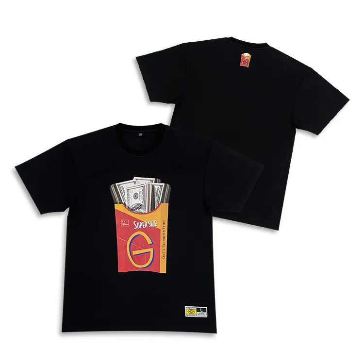 Хлопковая футболка оверсайз летняя уличная одежда на заказ черный принт унисекс