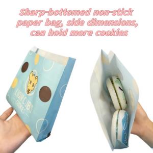 Sacs en papier alimentaire bleus et blancs personnalisés avec logo imprimé, en papier ciré, pour emballage de beignets, pains, croissants et biscuits - Product Image 6