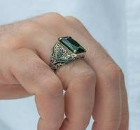 Bague en Zircon Rouge et Vert Incrusté Style National Rétro, Vente Chaude, Bijoux de Fiançailles, Approvisionnement Direct Usine