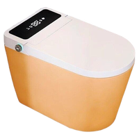WC intelligent allongé noir de haute qualité avec réservoir intégré, siphon en S/P, siège chauffant, télécommande, à poser au sol, sans pression d'eau