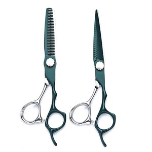 Juego de Tijeras de Peluquería VG10 Verdes Premium, Tijeras Profesionales para Barbería, Tijeras para Cortar y Entresacar Cabello, Suministros de Acero Inoxidable para Salón de Belleza - Product Image 1
