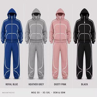 Ensemble de survêtement unisexe réfléchissant, coupe ample, streetwear, personnalisé, épais, avec pantalon de survêtement uni, masque de ski et double sweat à capuche
