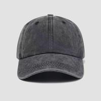 Topi Baseball 6 Panel Katun Retro Dicuci dengan Logo Bordir, Pinggiran Lebar, Tampilan Denim yang Terlihat Usang dan Serbaguna, Menyempurnakan Wajah, Murni