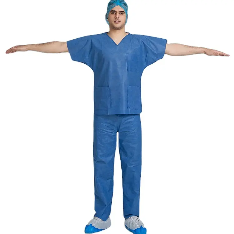 Unisex Sms Disposable Scrub Suit Hospital Uniforms Nursing Medical Non Woven Scrub Suit