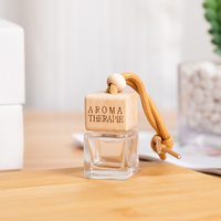 Diffuseur de désodorisant de voiture aromathérapie avec logo personnalisé Bouteille en verre de 6ml Boîte d'application d'impression avec bouchon à vis en bois pour soins personnels