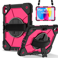 Étui antichoc 360 Armor pour iPad A16 11e génération 2025 iPad 10e génération 10.9 2022 avec support rotatif, sangle de main, bandoulière, adapté aux enfants