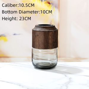 Decoración de mesa hidropónica para el hogar de estilo Natural Simple moderno, anillo de madera creativo y jarrón de cristal, arreglo floral - Product Image 5