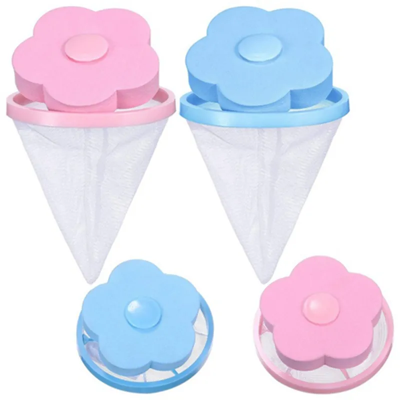 Reusable Mesh Filter Bag Flower-Type Washing Machine Floating Lint Mesh Bag Hair Filter Net Pouch House Cleaning Tools