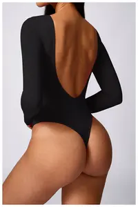 Hot Sale Long Sleeve Yoga Jumpsuit Romper Sexy Tight Sports Fitness Gym Bodysuits