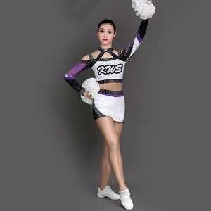 LIUHUO Costume da Cheerleader di Alta Qualità con Strass e Nastro Decorativo, Uniforme per <span class=keywords><strong>Cheerleading</strong></span> - Product Image 3