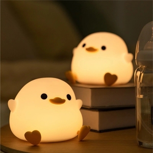 Modern Design Cartoon Duck <strong>LED</strong> Night <strong>Light</strong> White USB Rechargeable Table Touch Sensor Cute Mini Size Kids' Bedroom <strong>Novelty</strong> DIY
