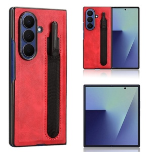 Funda de teléfono de protección completa de cuero mate Retro Para <span class=keywords><strong>Samsung</strong></span> Galaxy Z Fold 7 Ranura para bolígrafo plegable Frontal + Contraportada - Product Image 6