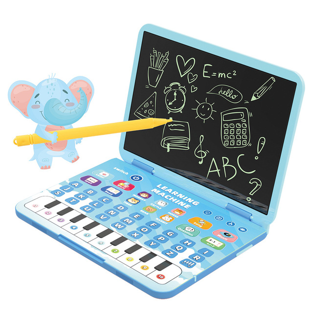 Children 2 in 1 Laptop Toy LED Writing and Learning Education Preschool Montessori LED Drawing Board Toys