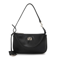 Sac à bandoulière mini noir pour femme, style rétro, luxe, mode, en cuir véritable, avec fermeture éclair, à une seule sangle, portable, à porter sous le bras – Grande Vente